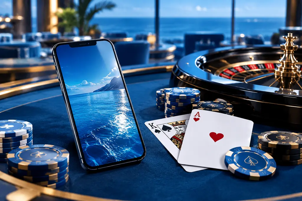 Ilustrasi akses seluler dengan perlengkapan casino
